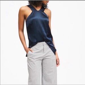 Banana Republic Navy Satin Halter Top